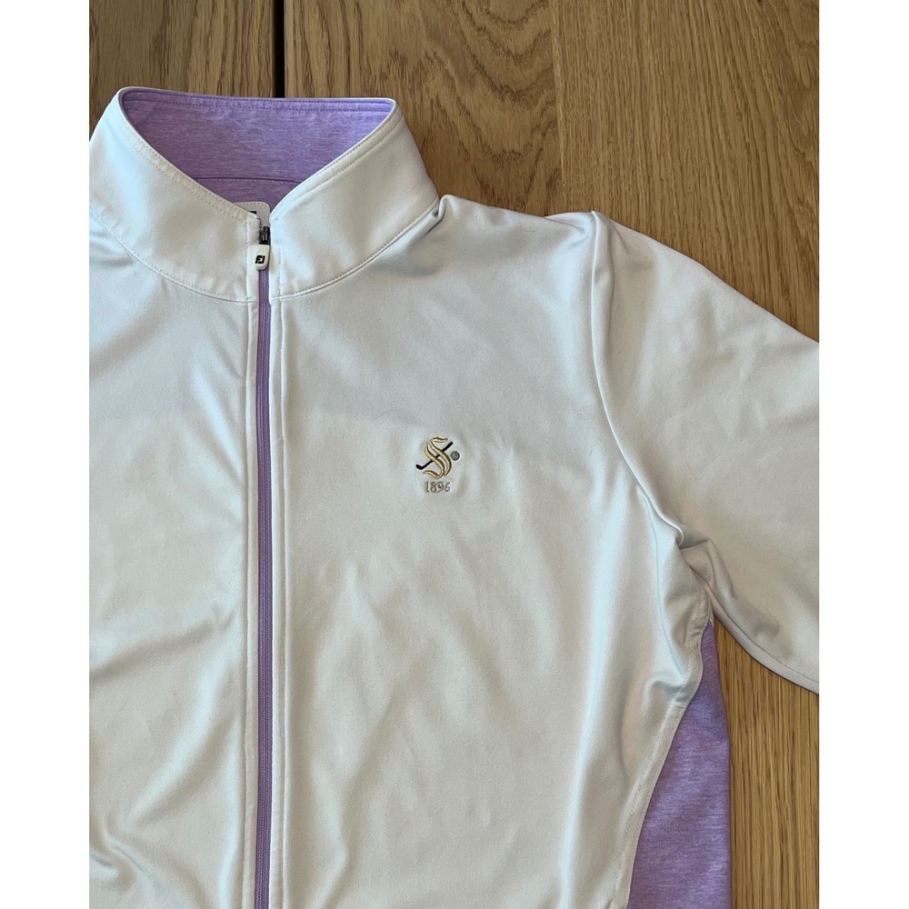 FootJoy Full Zip Golf Jacket Womens Large White Purple Springhaven Club Logo
